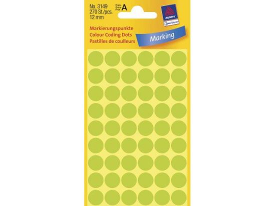 Billede af Etiket Avery 3149 neon grøn Ø12mm