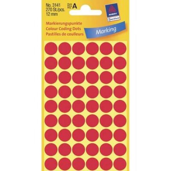 Billede af Etiket Avery 3141 rød Ø12mm