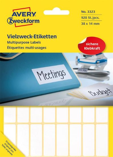 Billede af Etiket Avery 3323 hvid 38x14mm