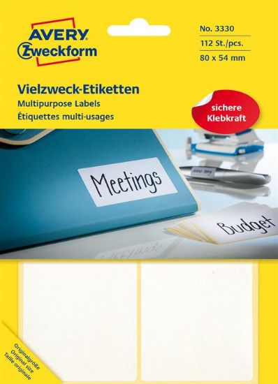 Billede af Etiket Avery 3330 hvid 80x54mm