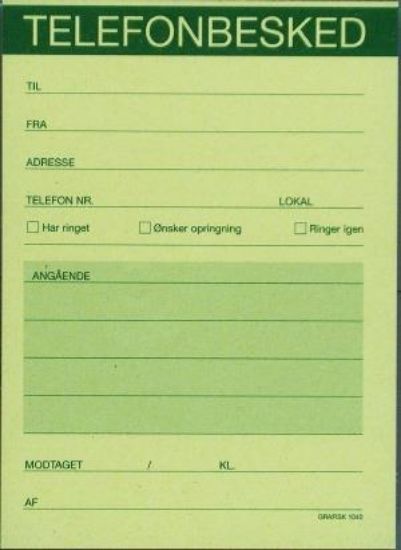 Billede af Telefonbesked Grafisk 1040
