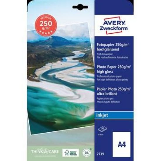 Billede af Fotopapir Avery A4 Glossy 250gr (50)