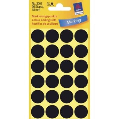 Billede af Etiket Avery 3003 sort Ø18mm