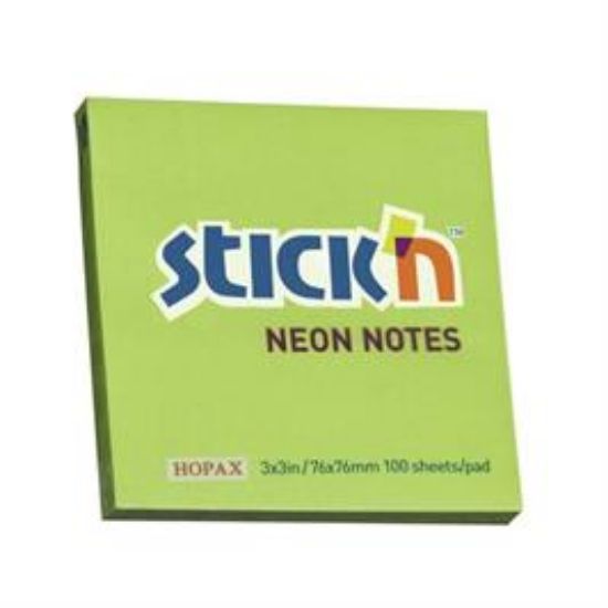 Billede af Stick'n notes neon grøn 76x76mm