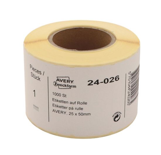 Billede af Etiket Avery 24-026 hvid 25x50mm