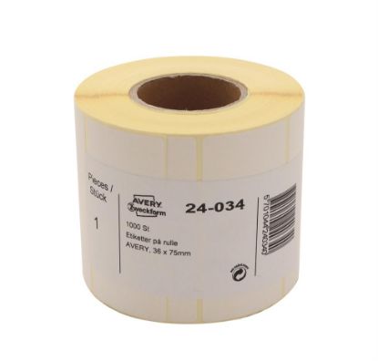 Billede af Etiket Avery 24-034 hvid 36x75mm