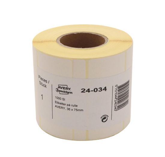 Billede af Etiket Avery 24-034 hvid 36x75mm