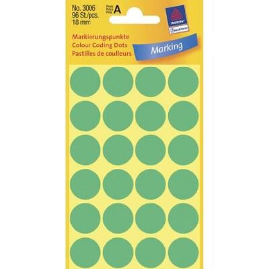 Billede af Etiket Avery 3006 grøn Ø18mm