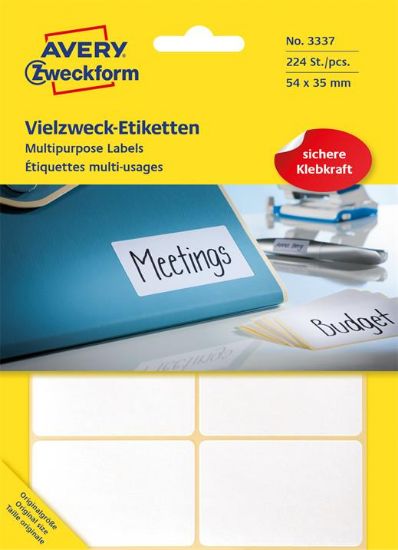 Billede af Etiket Avery 3337 hvid 54x35mm