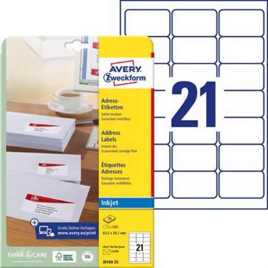Billede af Inkjet labels Avery J8160-25