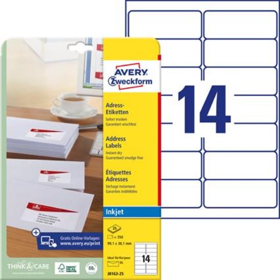 Billede af Inkjet labels Avery J8163-25