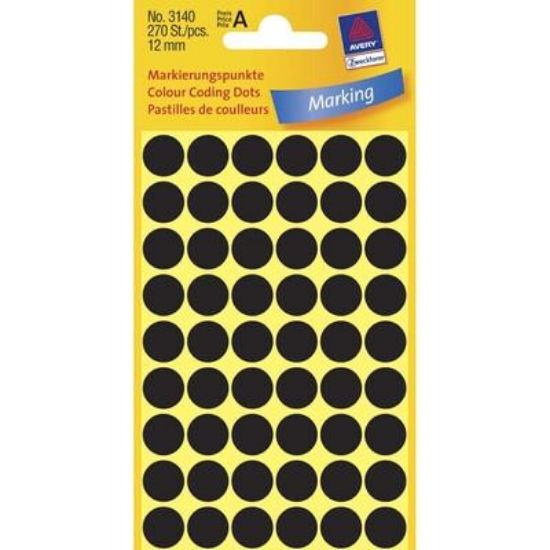 Billede af Etiket Avery 3140 sort Ø12mm
